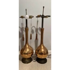 mid century modern gold leaf crackle glaze vase lamp bases